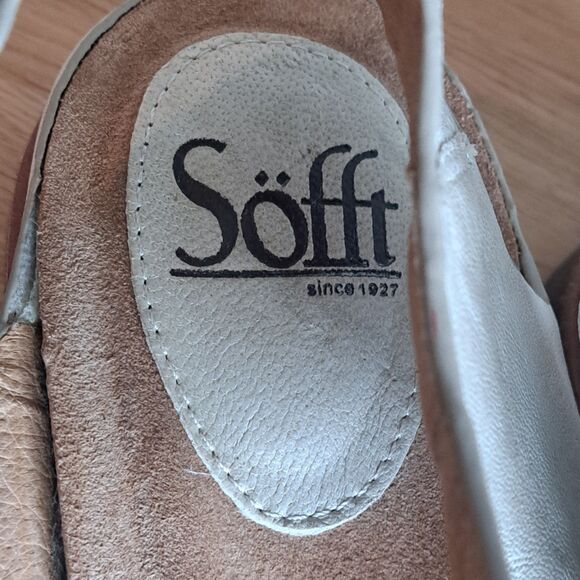 Sofft Bali Women 8 Silver Leather Slingback Open Toe Low Heel Sandals - Picture 10 of 12